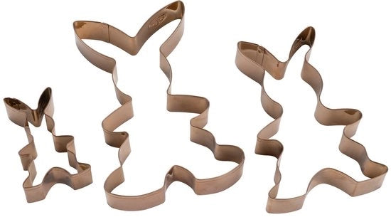 Set di confezionamento di biscotti 3 pezzi in acciaio inox premium vintage con tema Pasqua, famiglia di conigli