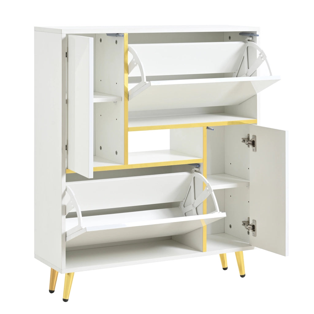 Scarpiera con 2 Ante e Ripiani Regolabili; LED Controllato da Applicazione; Ingresso; 80×25×96 cm