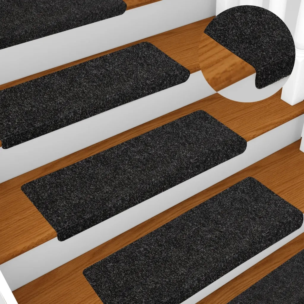 Tappetini per scale autoadesivi 5 pz 65x21x4 cm neri con bordo rettangolare 149726