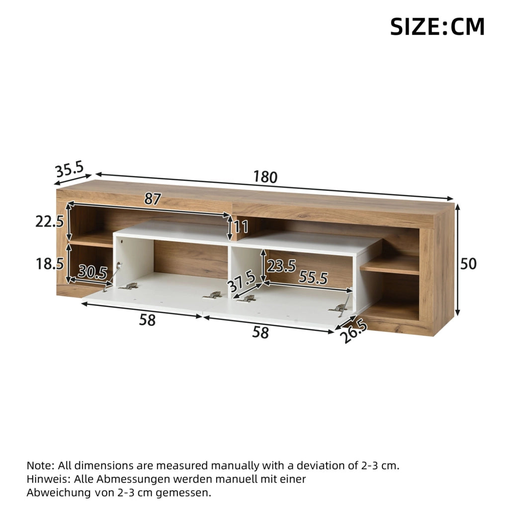 Mobile TV 180 cm con LED controllabili tramite app, 2 cassetti e 4 vani