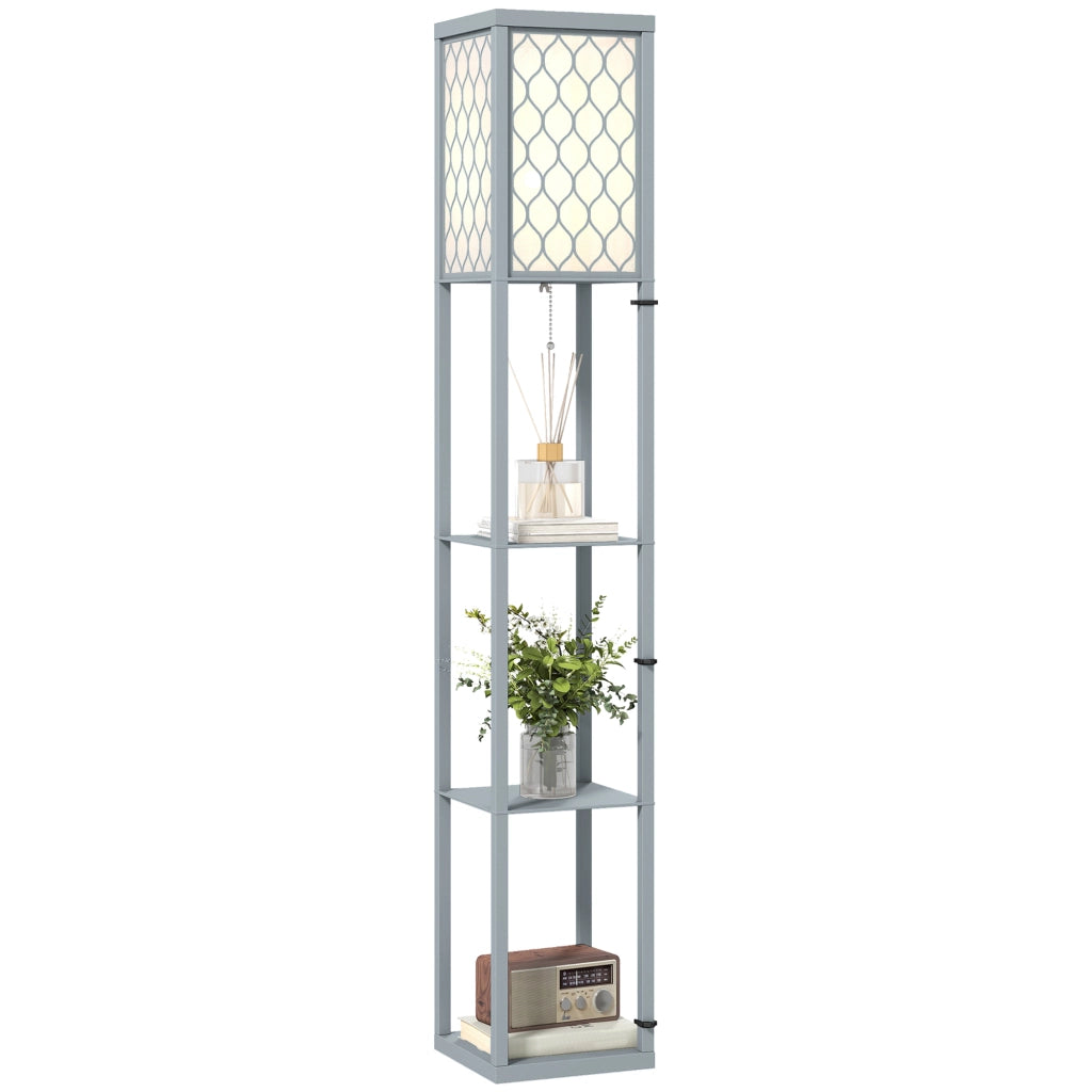 Lampadaire con scaffali 3 livelli ¨C zephmum ¨C grigio e bianco 26x26x160 cm
