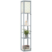Lampadaire con scaffali 3 livelli ¨C zephmum ¨C grigio e bianco 26x26x160 cm