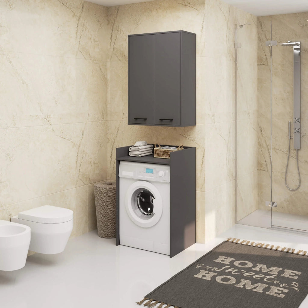 Mobile bagno sospeso AKORD FIN W64 H934 Grigio Grafite 2 ante 64x94x30 cm