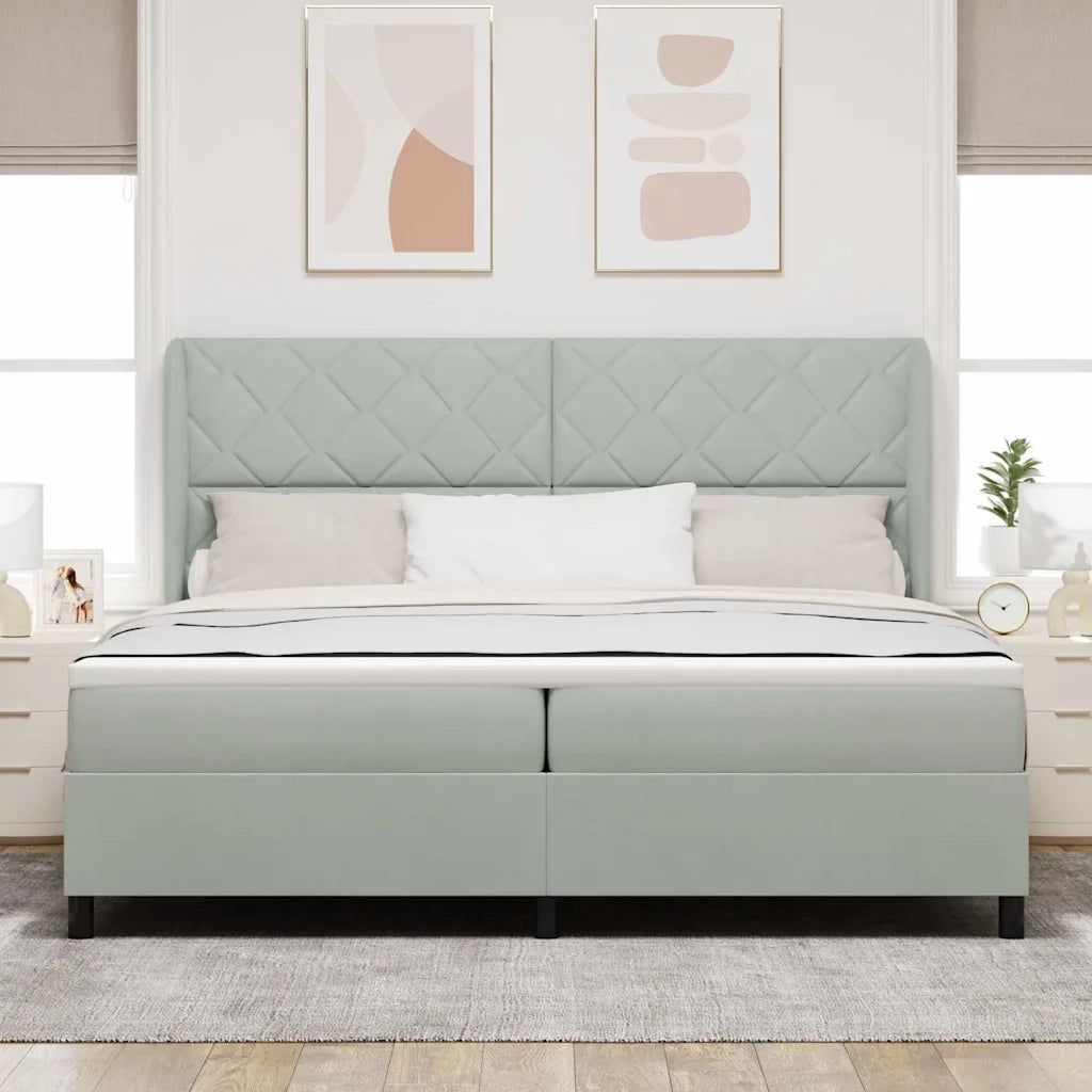 Letto a molle Grigio chiaro 200 x 200 cm Poliestere 3341000