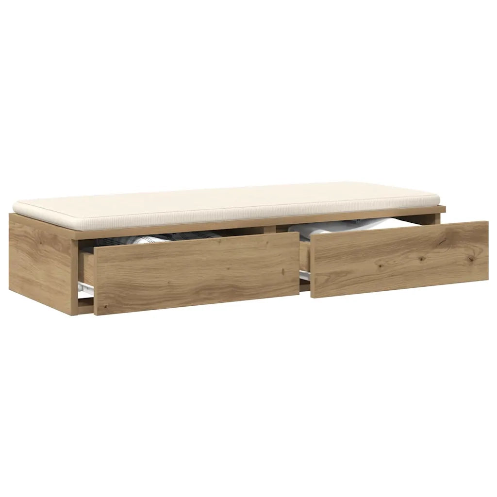 Cassetti per letto | Comodino | Armadio da Notte | Mobiletto da notte Rovere artigianale 75 x 36,5 x 16,5 cm