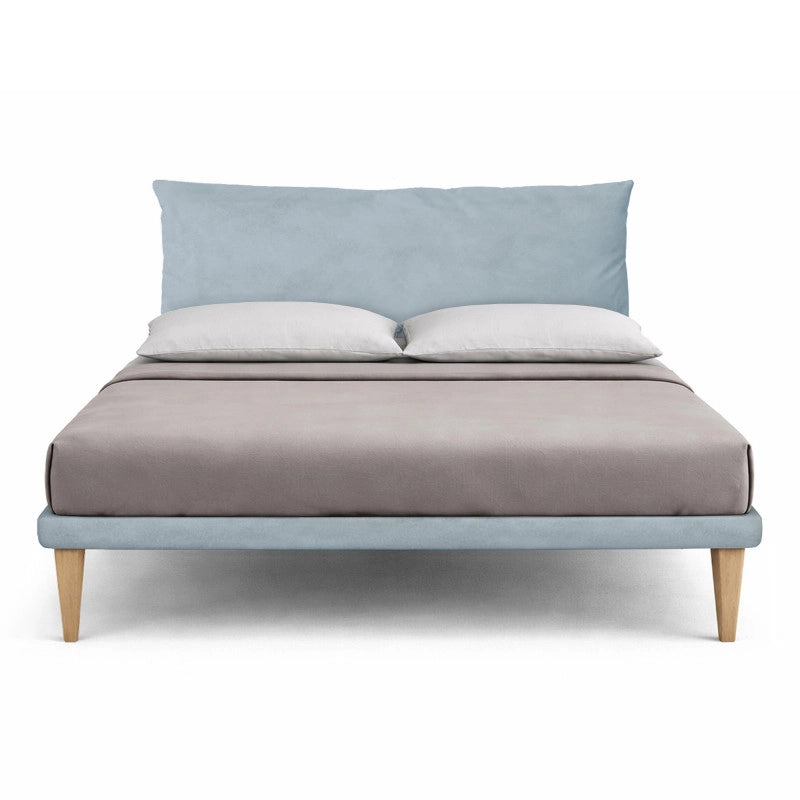 Letto imbottito Letto Matrimoniale alla Francese 140x190 cm Soft - Con rete,Microfibra,Azzurro