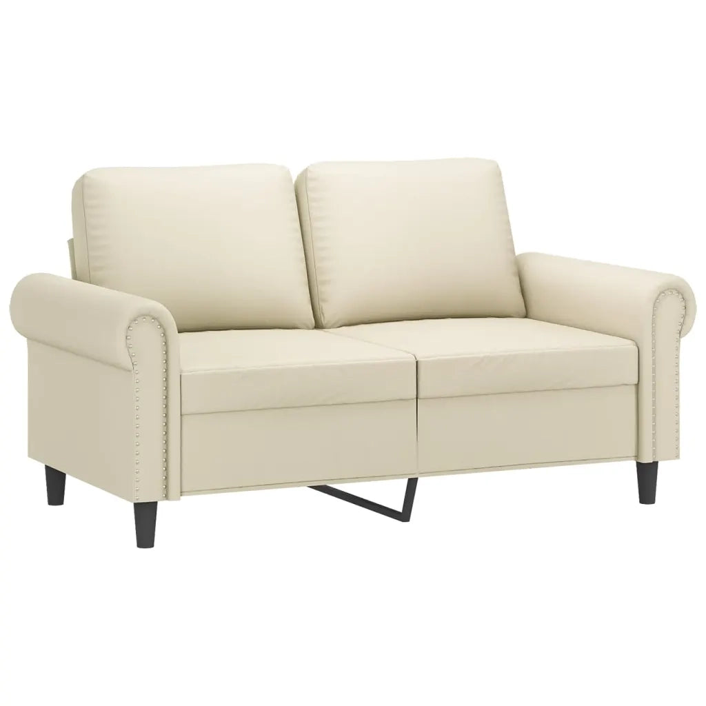 Set di Divani 3 pz con Cuscini crema in Similpelle
