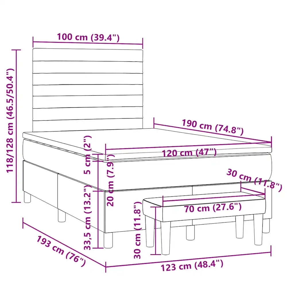 Giroletto a Molle con Materasso Tortora 120x190 cm in Tessuto 3270366