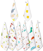 Set di 8 asciugamani per bimbi 50 x 25 cm di mousseline asciugamani per bimbi con 6 strati assorbenti di cotone morbido e respirante per bambini maschi e femmine.