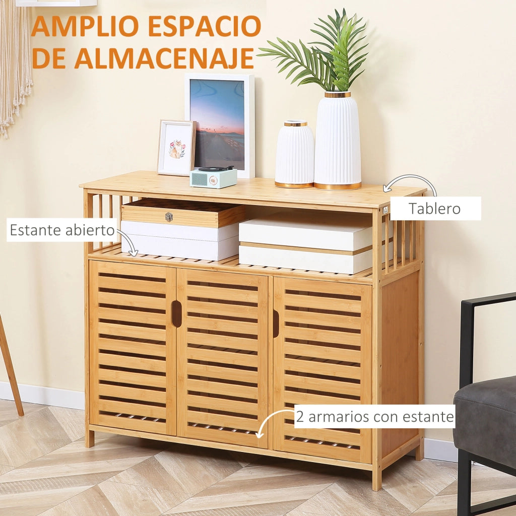 Armadio a 3 ante in bamb¨´ ¨C zephmum ¨C naturale 100x35x82 cm