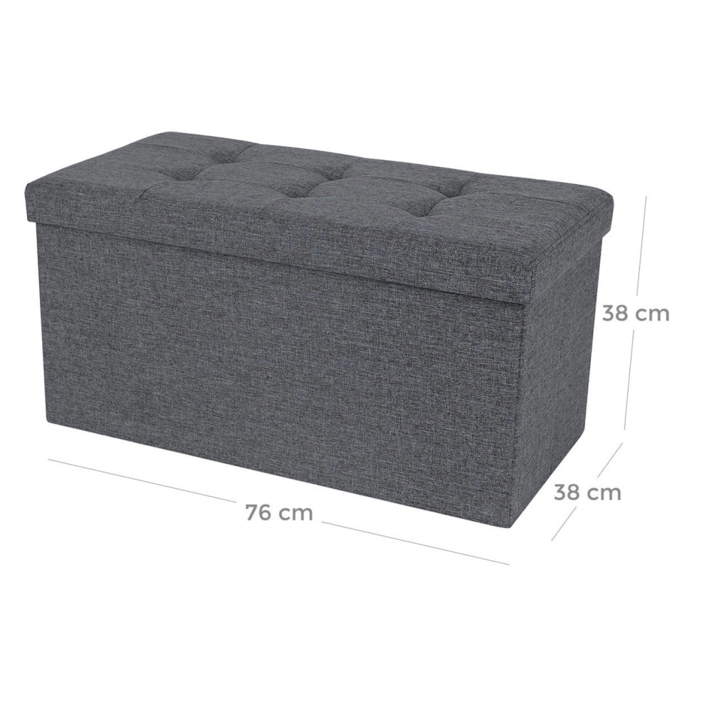 Pouf portaoggetti pieghevole 76 x 38 x 38 cm max. carico di 300 kg di tessuto grigio scuro 12_0003114
