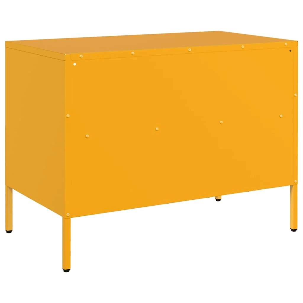 Mobile TV multimediale scaffale TV credenza mobile TV sala da pranzo soggiorno camera da letto 2 pezzi giallo senape 68 x 39 x 50,5 cm acciaio giallo 02_0028634