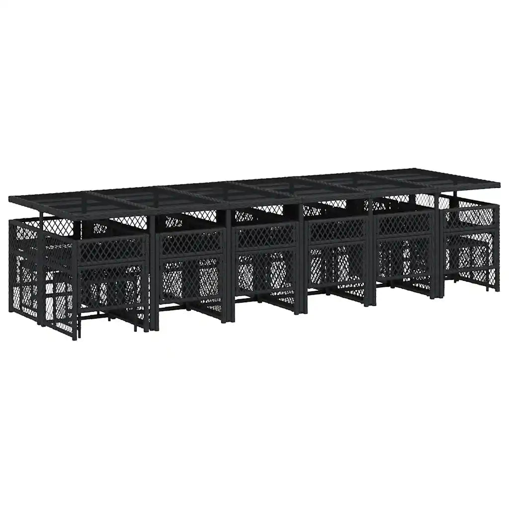 vidaXL Set da Pranzo da Giardino 17 pz con Cuscini Nero in Polyrattan