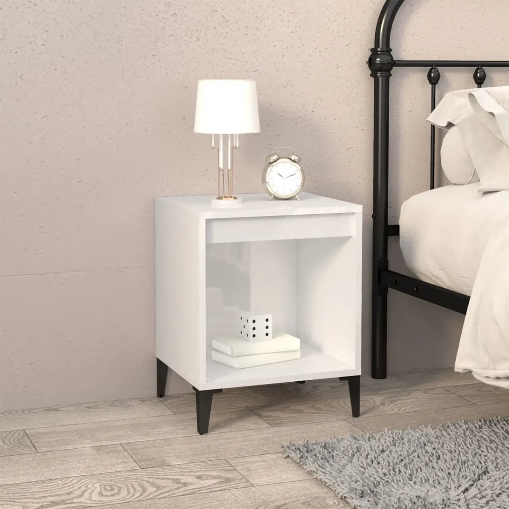 Comodino | Armadio da Notte | Mobiletto da notte Bianco Lucido 40x35x50 cm