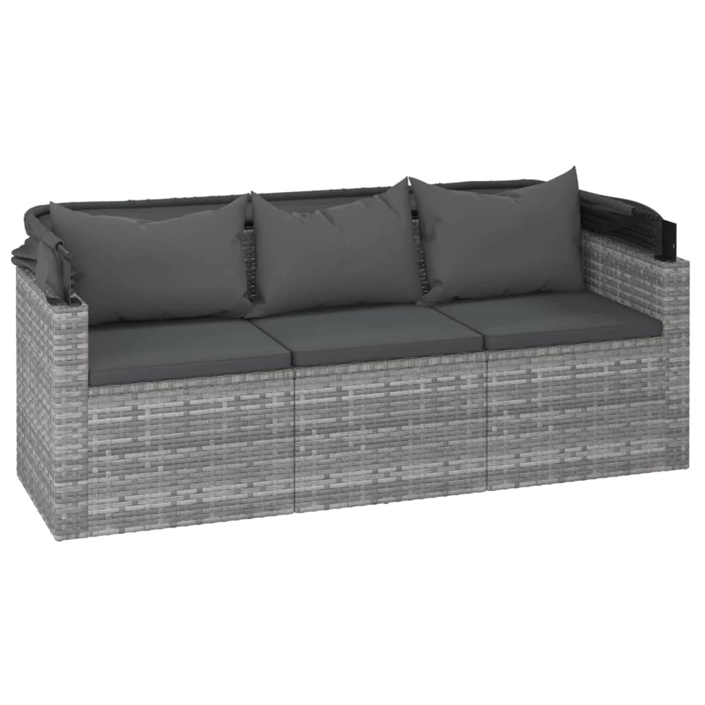 Set di divani da giardino 4 pezzi con cuscini in vimini di resina grigia 02_0013555
