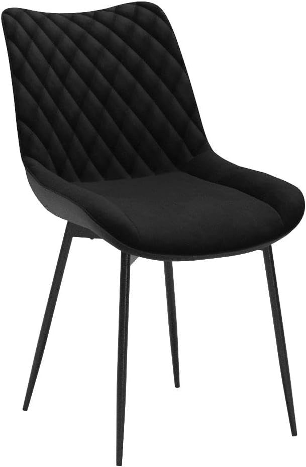 set di 2 sedie cucina moderne sedie imbottite Adatte per Sala da Pranzo, Soggiorno, Camera da Letto Estetica in Tessuto di velluto Nero Metallo BH209sz-2