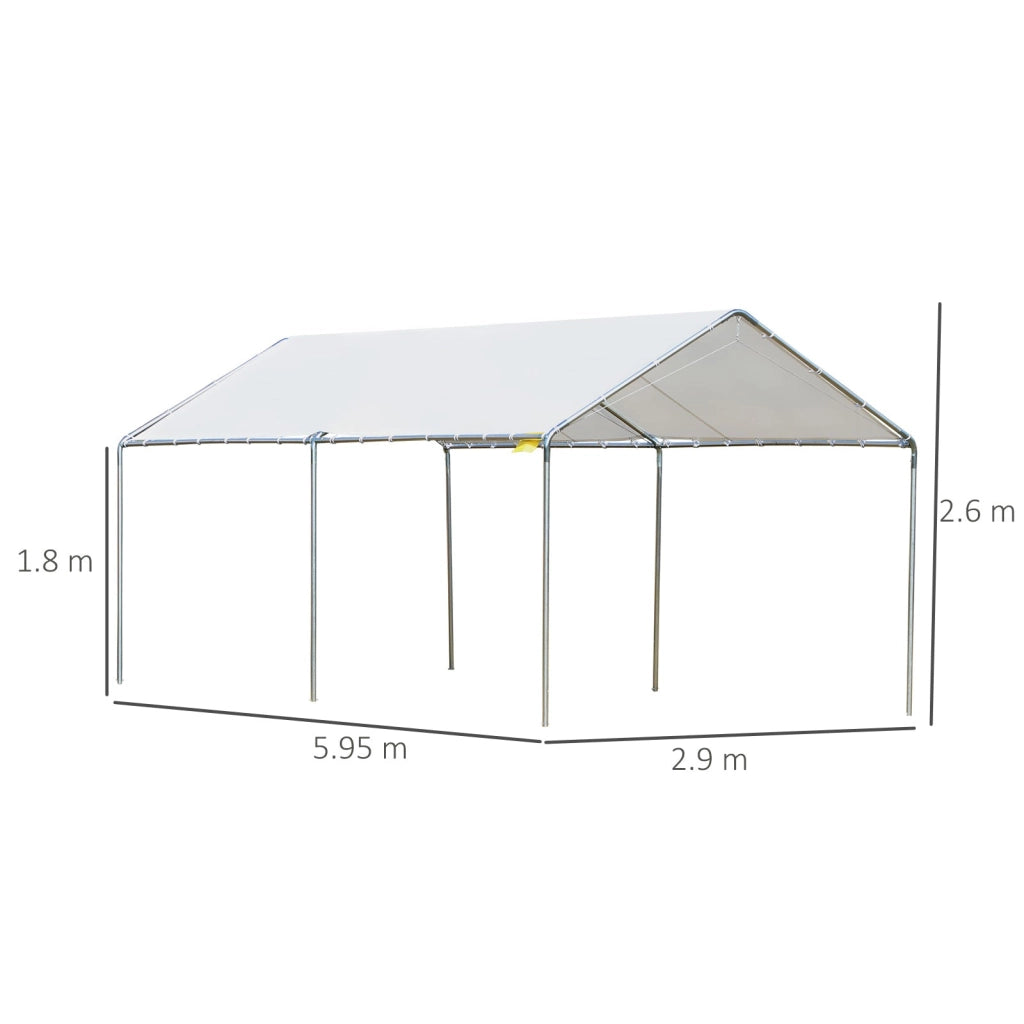 Tendone per Auto 5.95x2.9x2.6m in Acciaio Zincato Bianco