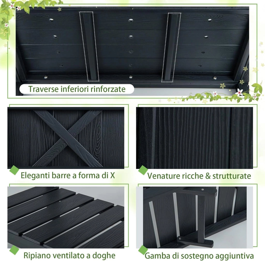 Fioriera Rialzata da Esterno, Letto da Giardino con Piano di Appoggio Impermeabile alle Intemperie e Fori di Drenaggio, Aiuola Rettangolare per Fiori, Erbe, Verdure e Frutta
