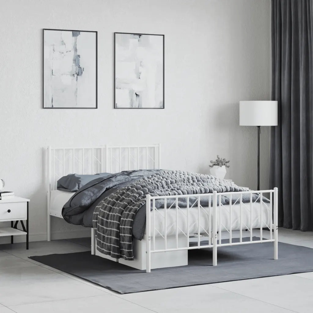 Giroletto con Testiera e Pediera-Struttura Letto Metallo Bianco 120x200 cm 589587
