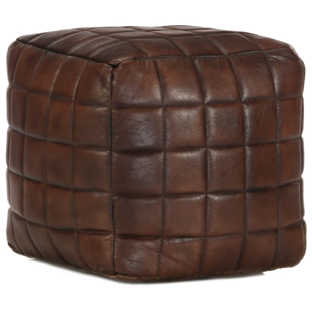 Pouf Marrone Scuro 40x40x40 cm in Vera Pelle di Capra