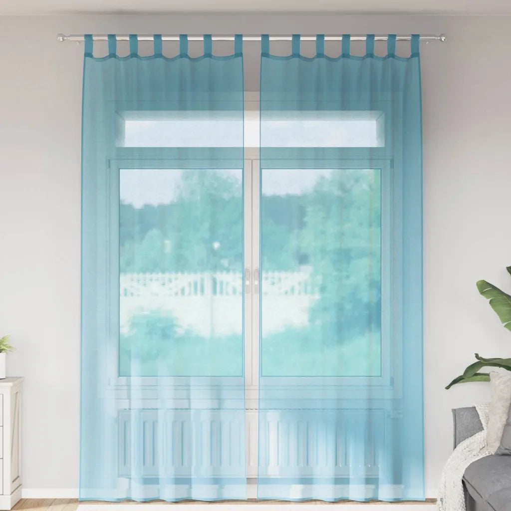 Tende in Voile con Passanti 2 pz Turchese 140x260 cm 4102330
