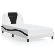 Letto singolo | Letto per adulti | Giroletto Viana senza Materasso Nero e Bianco 100x200 cm in Similpelle