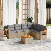 Set Divani da Giardino 7 pz con Cuscini Beige in Polyrattancod mxl 116851