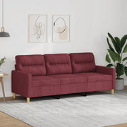 Divano a 3 Posti Rosso Vino 180 cm in Tessuto 359249