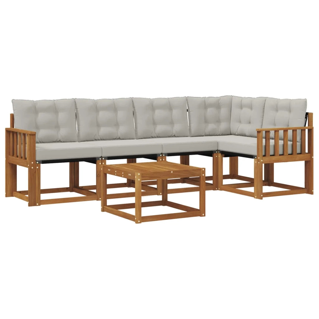 Set di divani da esterno 6 pcs Grigio Naturale e Chiaro