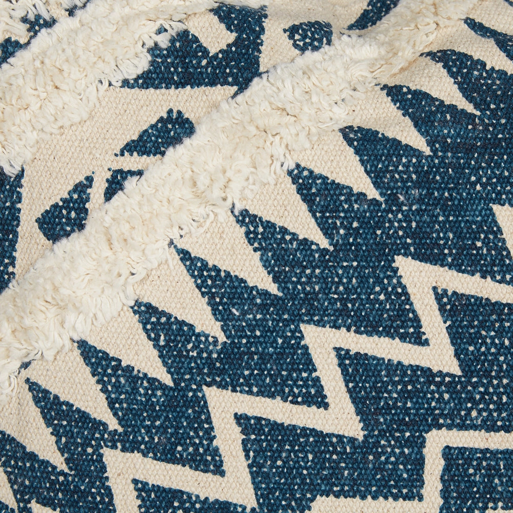 Set di 2 cuscini decorativi blu e beige cotone 50 x 50 cm motivo geometrico stampa boho decor accessori