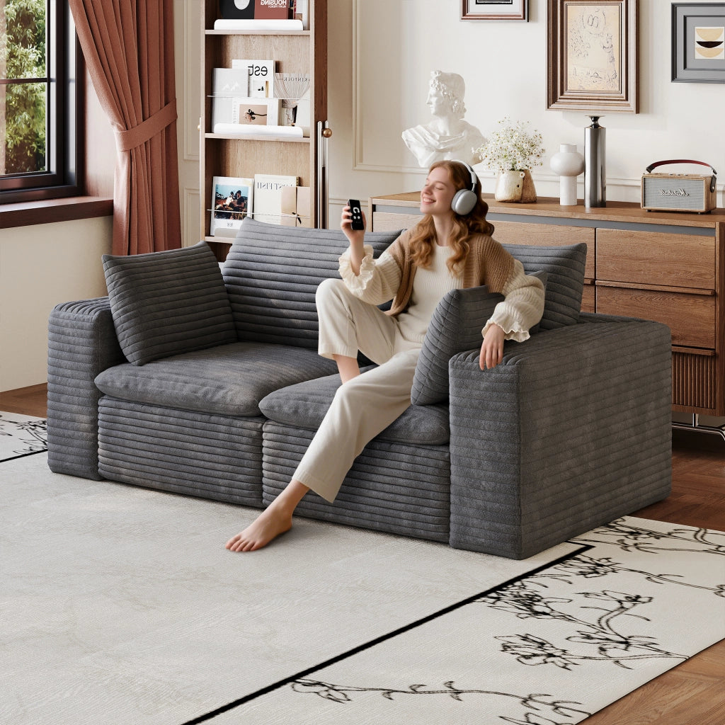 Divano Cloud 180cm ¨C MINIMAL ¨C Velluto a Coste Grigio Scuro, Imbottito, Senza Montaggio