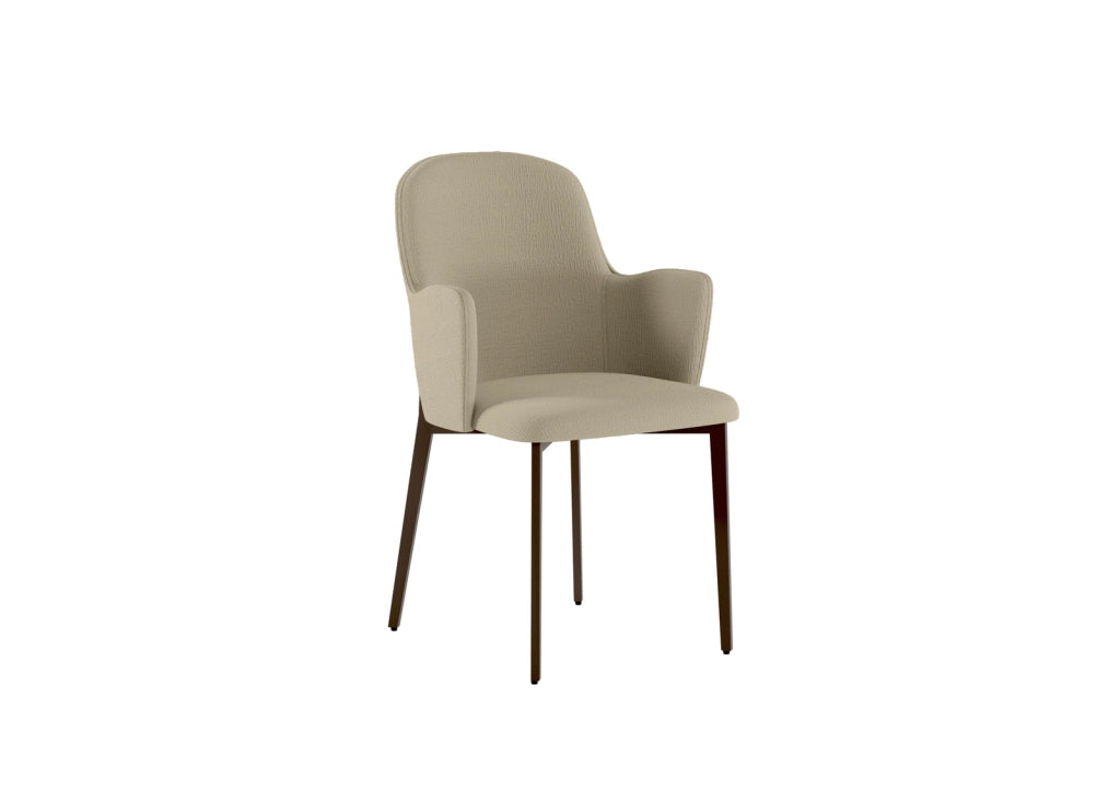Set 4 Sedie Sophia 53,5x62,5x80 cm in Tessuto Easy-Clean Gambe in Metallo Bronzo Beige