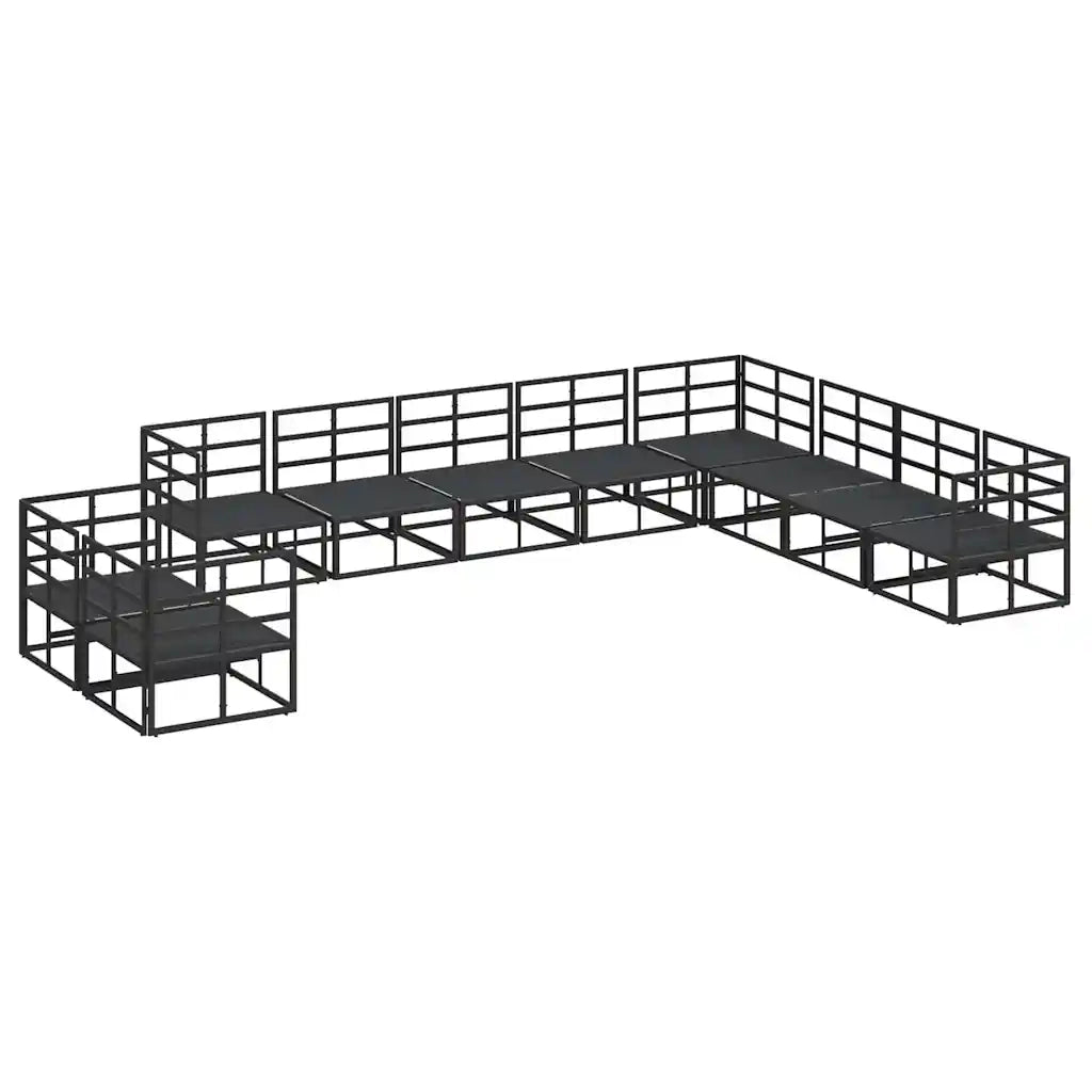 Set Divano da Giardino con cuscino 10 pcs Nero Alluminio