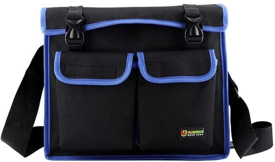 Borsa da lavoro in tessuto Oxford - Dimensioni 35x10,5x32cm - Borsa da strumenti con tasche verticali - Cinturino regolabile - Borsa da strumenti con tasche verticali e cinturino regolabile