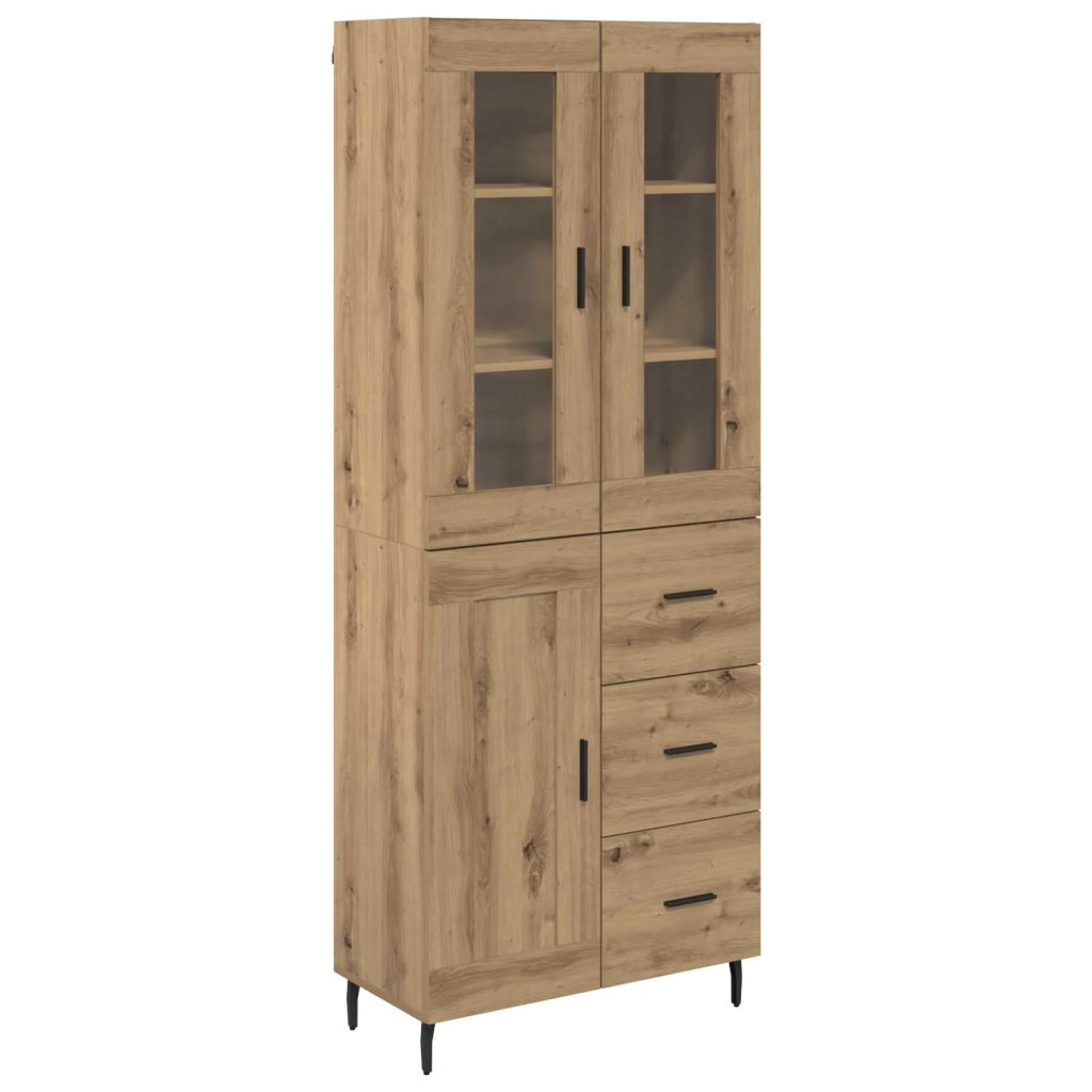 Credenza 2 pz-Set di 2 Buffet-Armadio da cucina Rovere artigianale Legno Stratificato e Vetro 318800