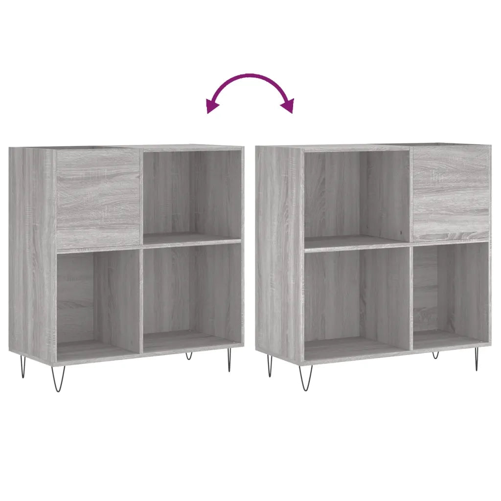 Mobile Porta Dischi Grigio Sonoma 84,5x38x89 Legno Multistrato 831778