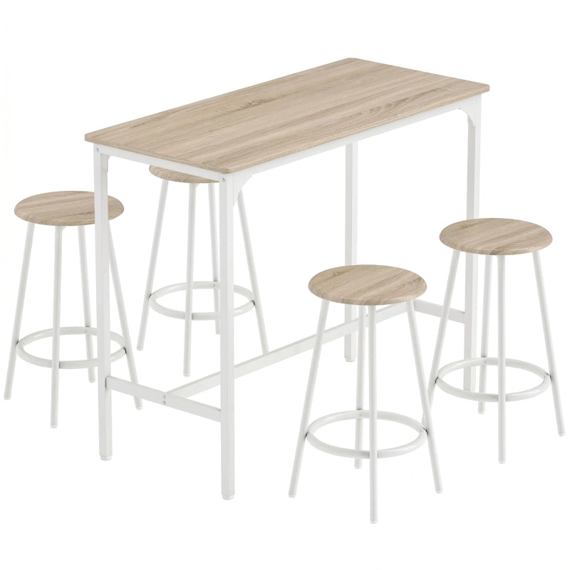 TAVOLO ALTO Set da 5 pezzi 110x50 cm Effetto rovere