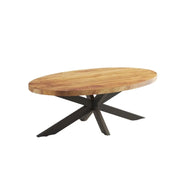 Tavolino MADEIRO - Forma ovale - Marrone legno e metallo - Stile contemporaneo