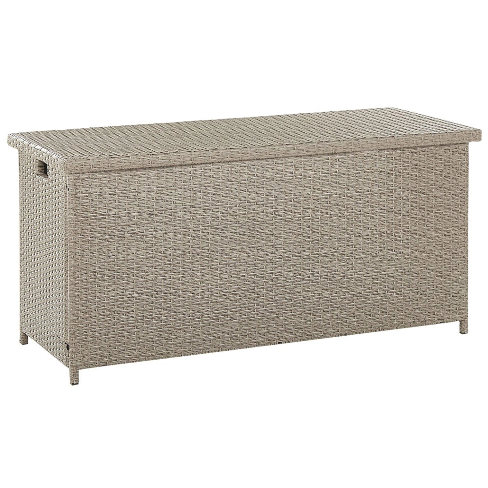 Cesta baule portaoggetti per esterni Cuscino da giardino in finto rattan beige 126 x 46 cm