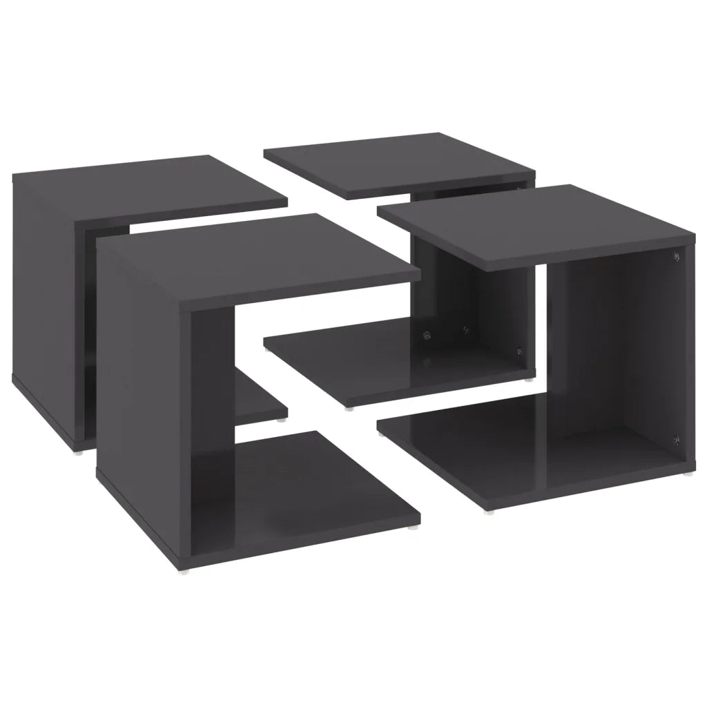 Tavolini Salotto 4pz Grigio Lucido 33x33x33cm Legno Multistrato 806821