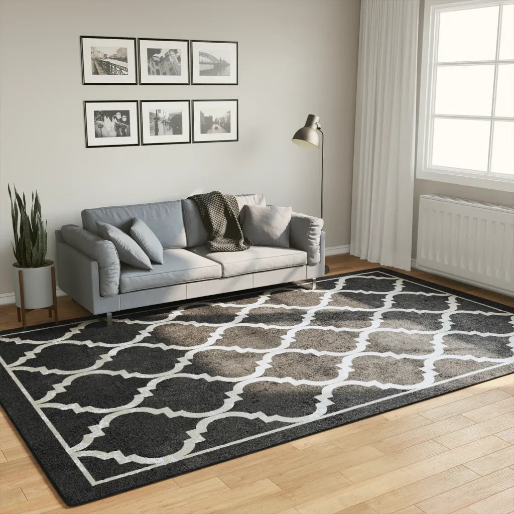 Tappeto Lavabile Nero e Bianco 190x300 cm 136607