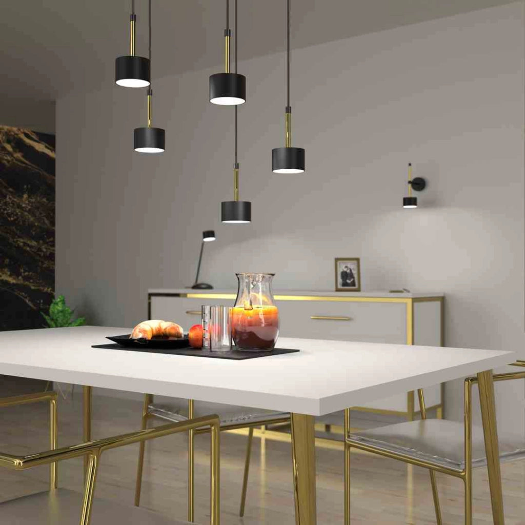 Lampadario sospeso Milagro Arena nero/ottone Ø44 5 luci