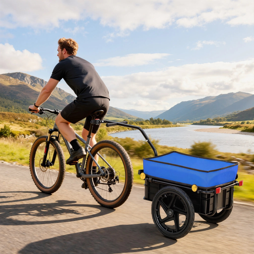 Rimorchio Bicicletta ¨C zephmum ¨C Blu Acciaio Oxford 144x59x80 cm