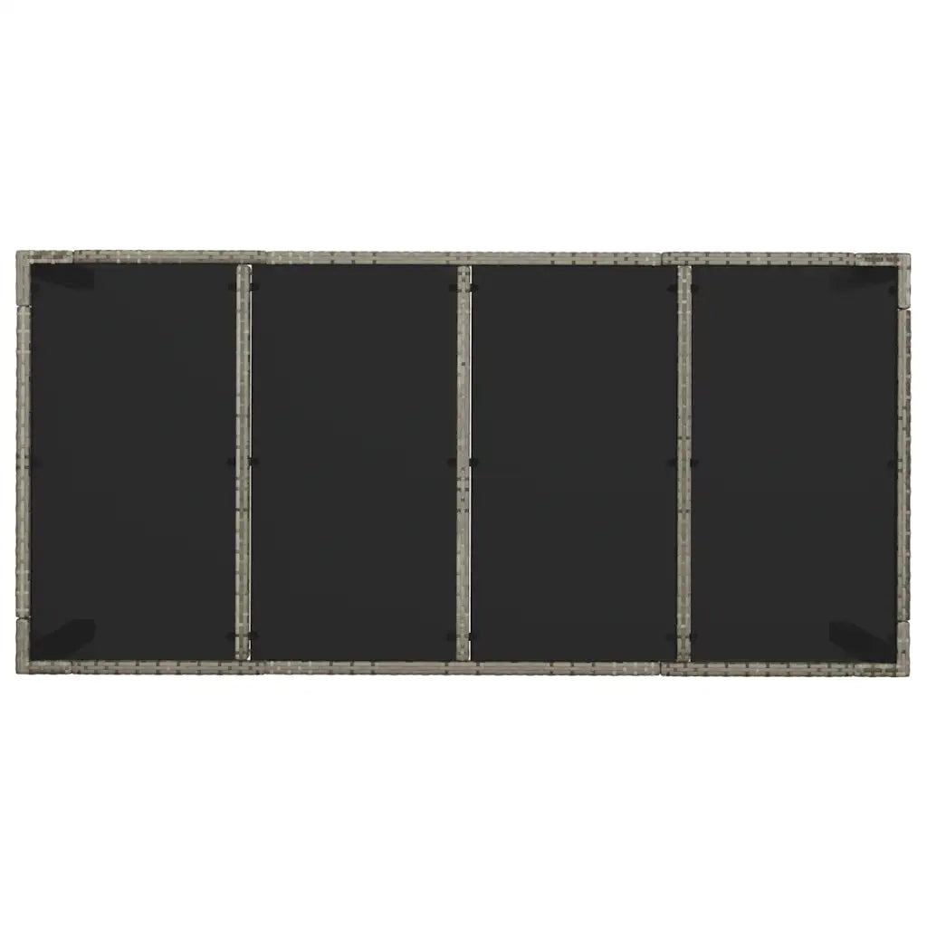 Tavolo da Giardino Piano in Vetro Grigio 190x90x75cm Polyrattan cod mxl 34367