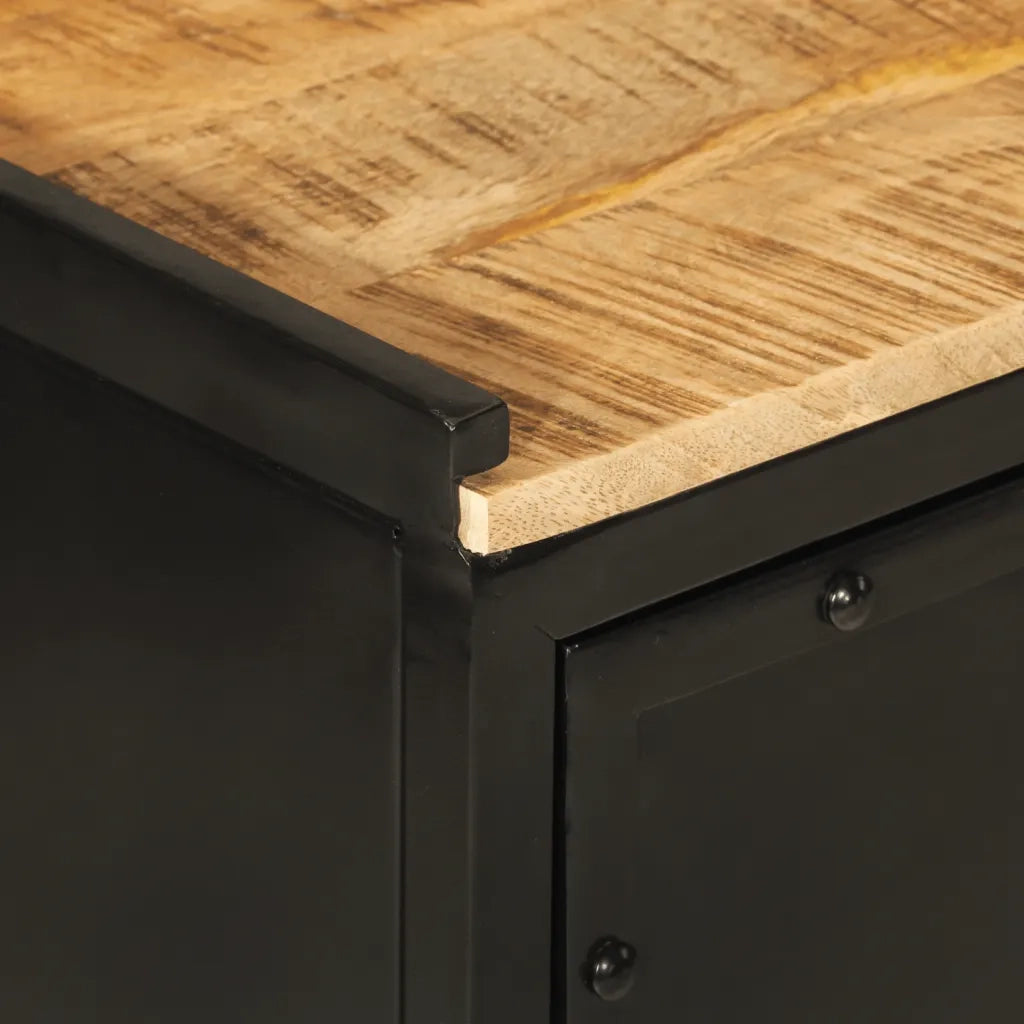 Mobile da Bagno 40x27x90 cm in Ferro e Legno Massello di Mango 358562