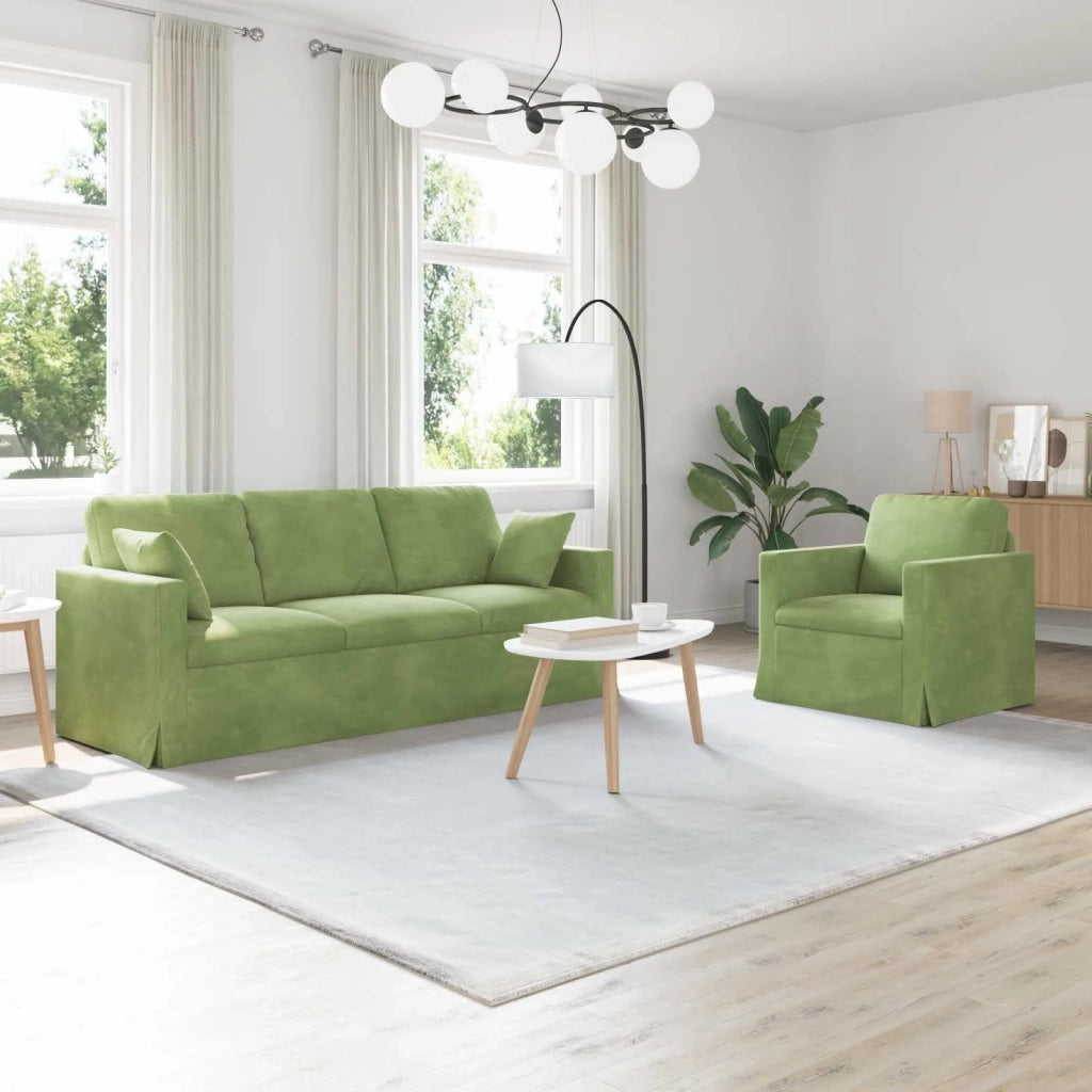 Set di divani 2 pcs Verde chiaro 198 x 78 x 80 cm Velluto