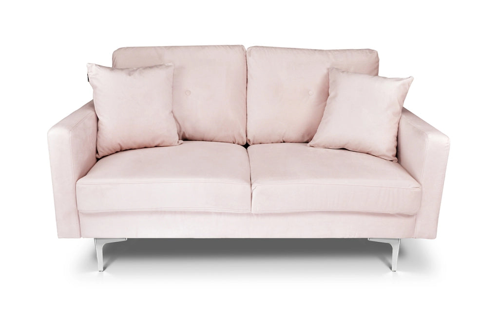 Divano 2 posti in velluto rosa piedi in metallo - Chloe - DI2P-CH19VLT-PM