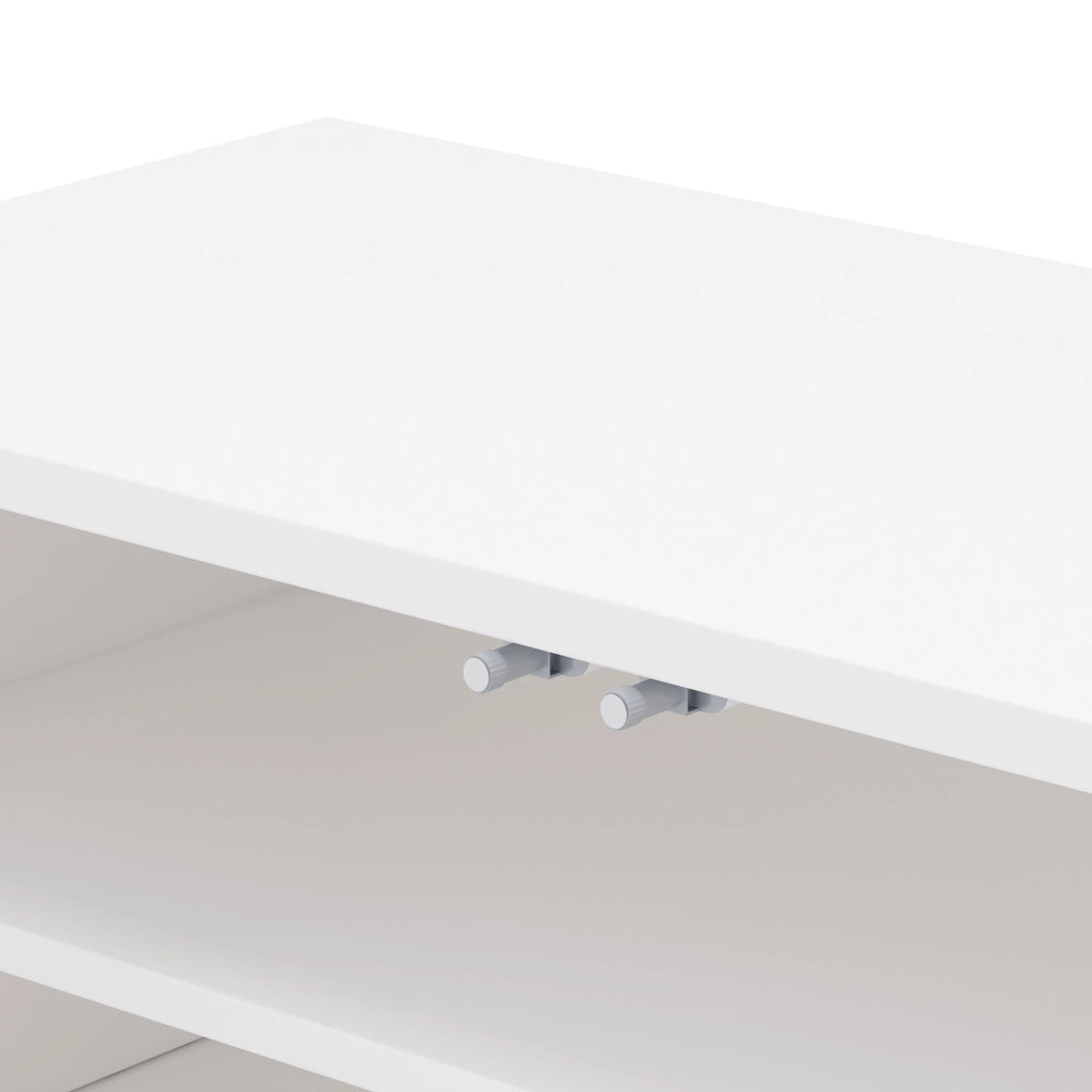 Mobile TV con 4 vani e passacavi; per soggiorno; in MDF e truciolare; bianco; 180x40x52 cm