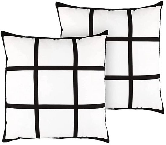 Coprisacco 2 pezzi - Polyester - 40 x 40 cm - Nero/bianco - Con cerniera nascosta - Per stampa DIY - Coprisacco