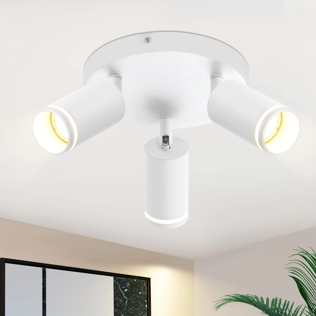 ZMH Faretto da soffitto bianchi 3 fiamme orientabili 355° per camera letto